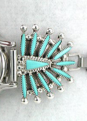 Hand made Native American Indian Jewelry; Zuni Sterling Silver Watch