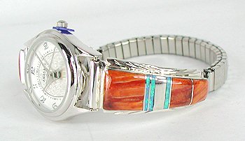 Hand made Native American Indian Jewelry; Navajo Sterling Silver Watch