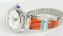 Hand made Native American Indian Jewelry; Navajo Sterling Silver watch bracelet