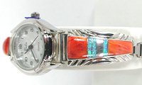 Hand made Native American Indian Jewelry; Navajo Sterling Silver watch bracelet