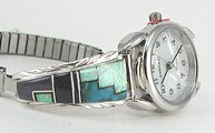 Hand made Native American Indian Jewelry; Navajo Sterling Silver watch bracelet
