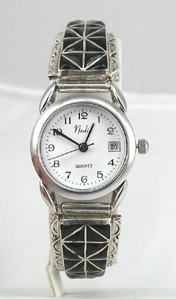 Hand made Native American Indian Jewelry; Zuni Sterling Silver Watch