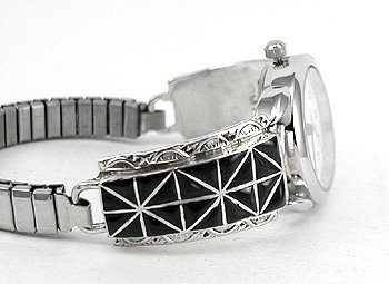 Hand made Native American Indian Jewelry; Zuni Sterling Silver Watch