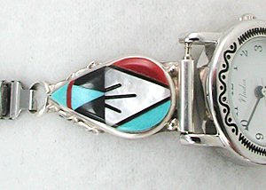 Native American Indian Jewelry; Zuni Sterling Silver Watch 