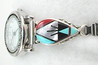 Native American Indian Jewelry; Navajo Sterling Silver watch bracelet
