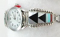 Native American Indian Jewelry; Navajo Sterling Silver watch bracelet