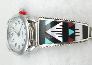 Native American Indian Jewelry; Zuni Sterling Silver Watch 