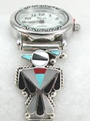 Native American Indian Jewelry; Navajo Sterling Silver watch bracelet