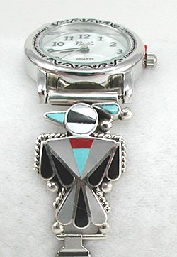 Native American Indian Jewelry; Zuni Sterling Silver Watch 