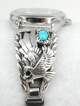 Native American Indian Jewelry; Navajo Sterling Silver Watch 