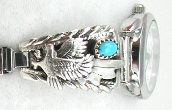 Native American Indian Jewelry; Navajo Sterling Silver Watch 