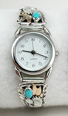 Native American Indian Jewelry; Navajo Sterling Silver Watch 