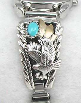 Native American Indian Jewelry; Navajo Sterling Silver Watch 