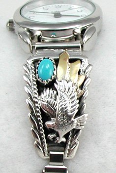 Native American Indian Jewelry; Navajo Sterling Silver Watch 