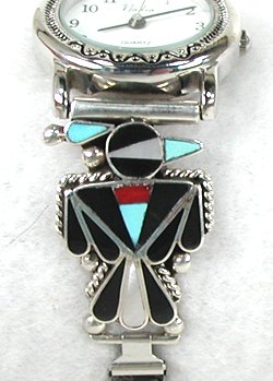 Native American Indian Jewelry; Zuni Sterling Silver Watch 