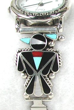 Native American Indian Jewelry; Zuni Sterling Silver Watch 