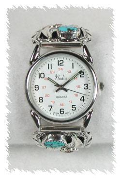Hand made Native American Indian Jewelry; Navajo Sterling Silver Watch