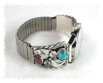 Hand made Native American Indian Jewelry; Navajo Sterling Silver Watch