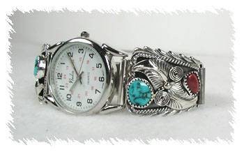 Hand made Native American Indian Jewelry; Navajo Sterling Silver Watch