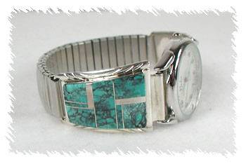 Hand made Native American Indian Jewelry; Navajo Sterling Silver Watch