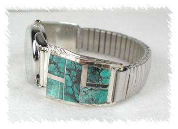 Hand made Native American Indian Jewelry; Navajo Sterling Silver Watch