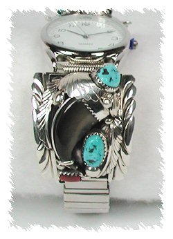 Hand made Native American Indian Jewelry; Navajo Sterling Silver Watch