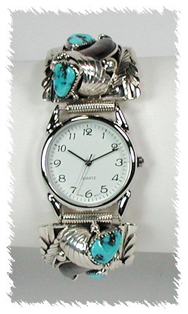Hand made Native American Indian Jewelry; Navajo Sterling Silver Watch