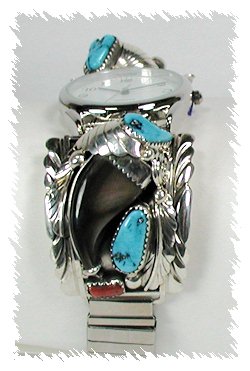 Hand made Native American Indian Jewelry; Navajo Sterling Silver Watch
