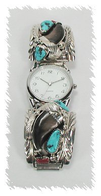 Hand made Native American Indian Jewelry; Navajo Sterling Silver Watch
