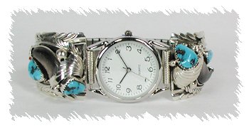 Hand made Native American Indian Jewelry; Navajo Sterling Silver Watch