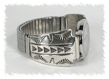 Hand made Native American Indian Jewelry; Navajo Sterling Silver Watch