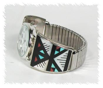 Hand made Native American Indian Jewelry; Zuni Sterling Silver Watch
