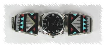 Hand made Native American Indian Jewelry; Zuni Sterling Silver Watch