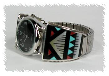 Hand made Native American Indian Jewelry; Zuni Sterling Silver Watch