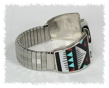 Hand made Native American Indian Jewelry; Zuni Sterling Silver Watch