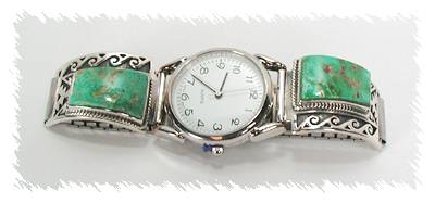 Hand made Native American Indian Jewelry; Navajo Sterling Silver Watch