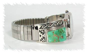 Hand made Native American Indian Jewelry; Navajo Sterling Silver Watch