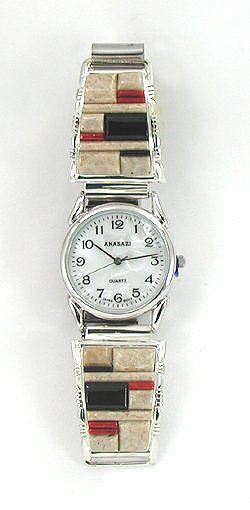 Hand made Native American Indian Jewelry; Navajo Sterling Silver Watch