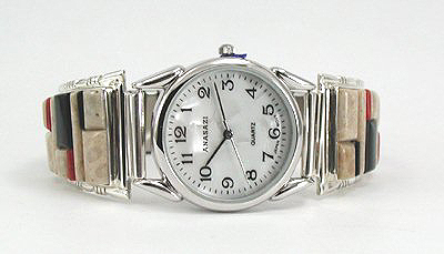 Hand made Native American Indian Jewelry; Navajo Sterling Silver Watch