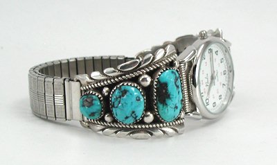 Hand made Native American Indian Jewelry; Zuni Sterling Silver Watch