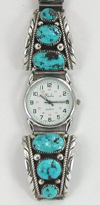 Hand made Native American Indian Jewelry; Zuni Sterling Silver Watch