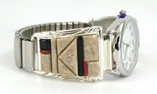Hand made Native American Indian Jewelry; Navajo Sterling Silver watch  bracelet