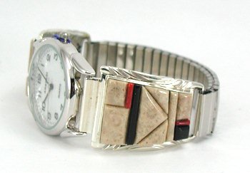 Hand made Native American Indian Jewelry; Navajo Sterling Silver Watch