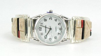 Hand made Native American Indian Jewelry; Navajo Sterling Silver Watch