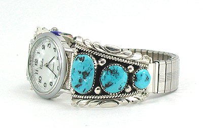 Hand made Native American Indian Jewelry; Zuni Sterling Silver Watch