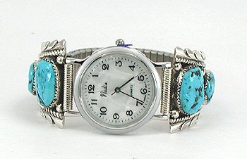 Hand made Native American Indian Jewelry; Zuni Sterling Silver Watch