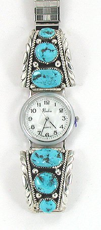 Hand made Native American Indian Jewelry; Zuni Sterling Silver Watch