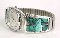 Hand made Native American Indian Jewelry; Navajo Sterling Silver watch  bracelet