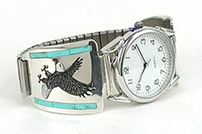 Hand made Native American Indian Jewelry; Navajo Sterling Silver watch  bracelet