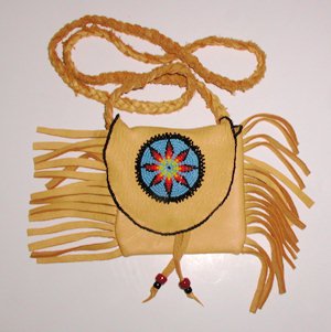 Native American Indian Buckskin Beaded Medicine Bag